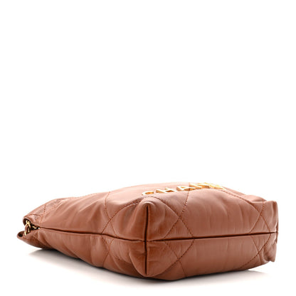 Shiny Calfskin Quilted Mini Chanel 22 Light Brown