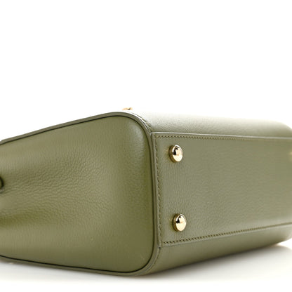 Grained Calfskin Mini Neo Executive Shopper Tote Khaki
