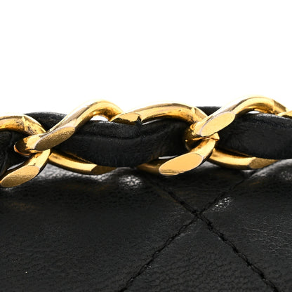 Lambskin Quilted Medium Double Flap Black