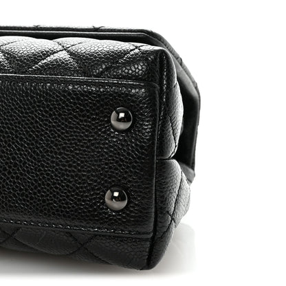 Iridescent Caviar Quilted Mini Coco Handle Flap So Black