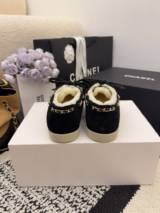 CC 26 Shearling Loafer Black White Suede Wool 588713