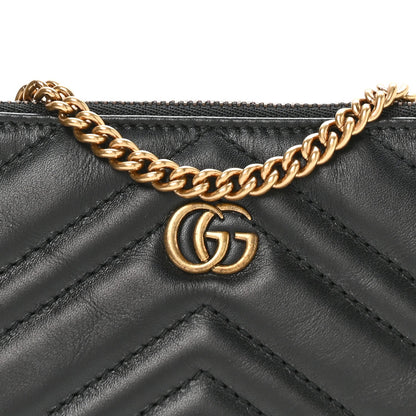Calfskin Matelasse Mini GG Marmont Chain Bag Black