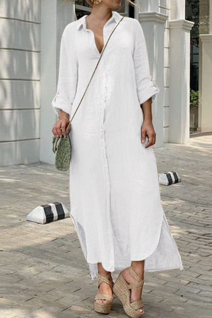 VESTIDO CON CUELLO CAMISA Y BOTONES