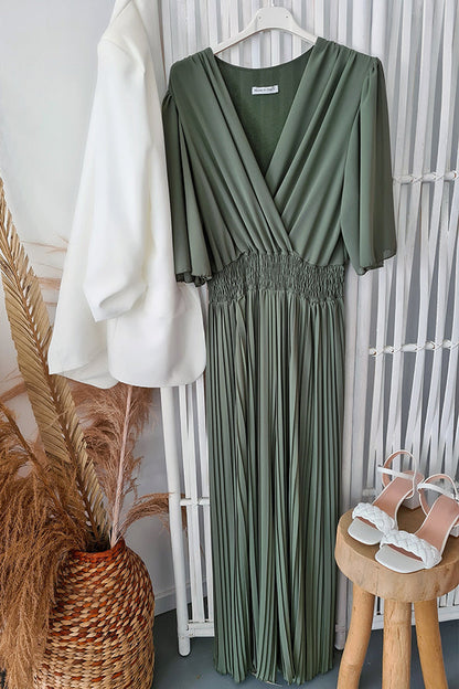 Mono de pierna ancha plisado con cintura fruncida Delightful Day