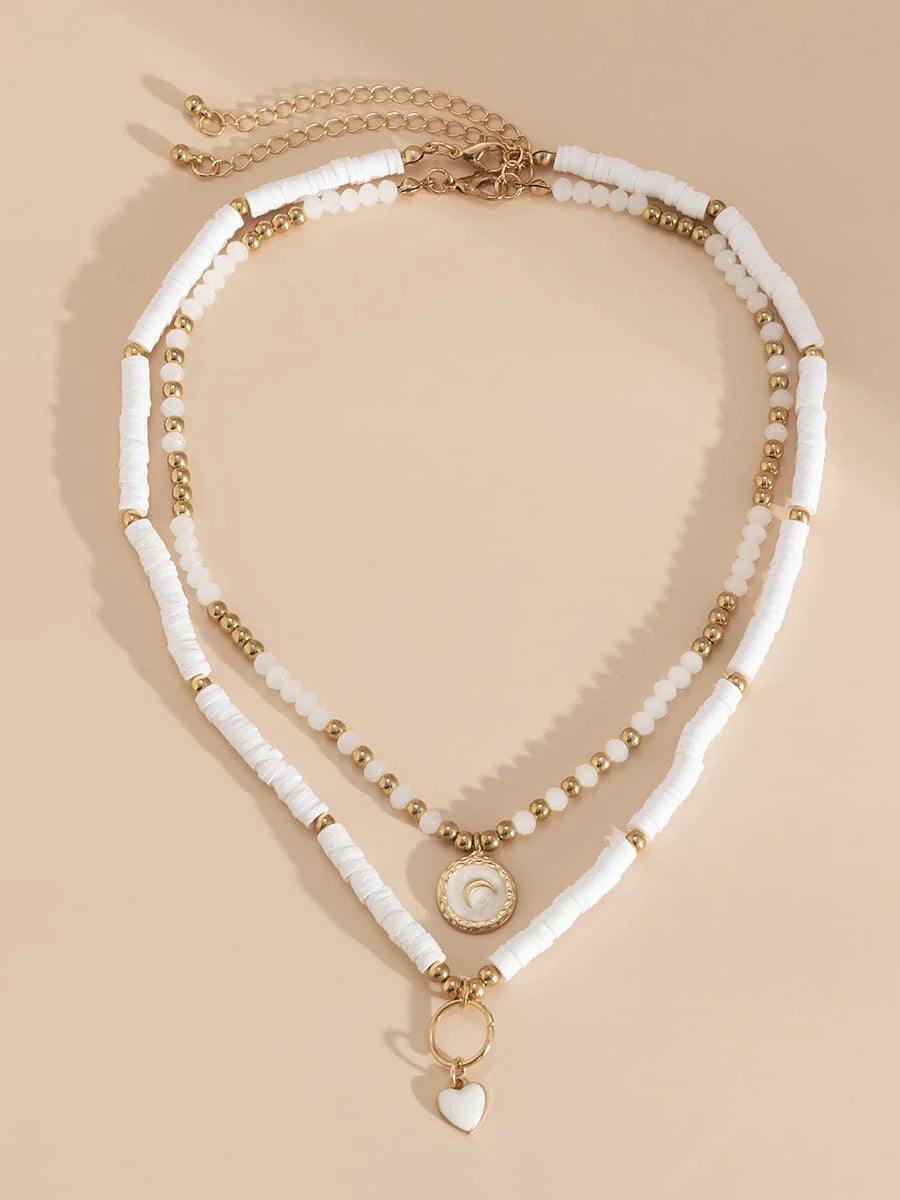Collar de cristal con forma de corazón bohemio 