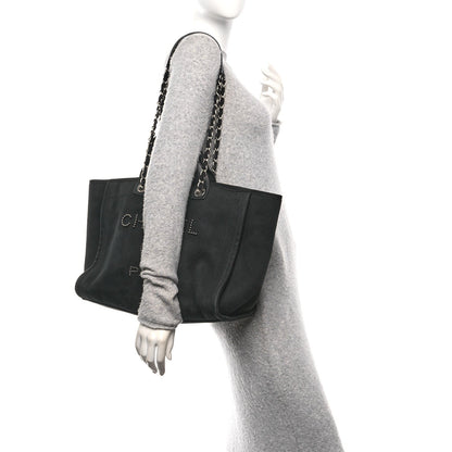 Canvas Pearl Medium Deauville Tote Black