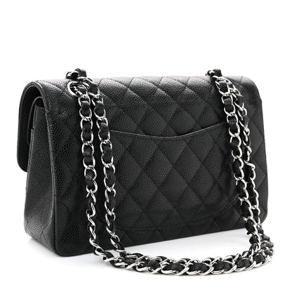 Caviar Quilted Small Double Flap Black