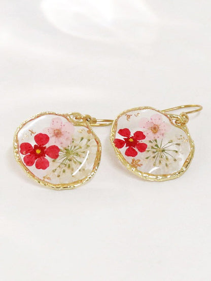 Pendientes de flores secas estilo campestre retro
