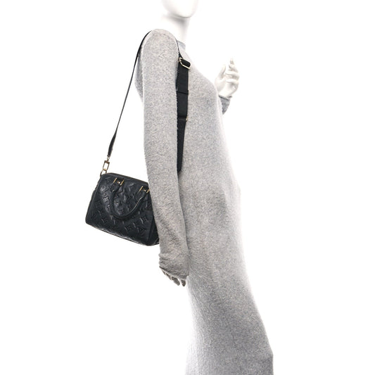 Lambskin Embossed Monogram Speedy 22 Bandouliere Black