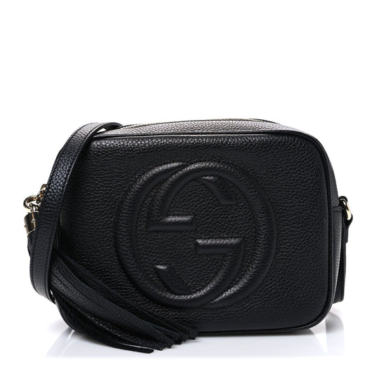 Pebbled Calfskin Small Soho Disco Bag Black