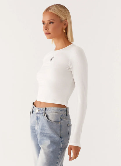 Signature Monogram Long Sleeve Tee - Off White