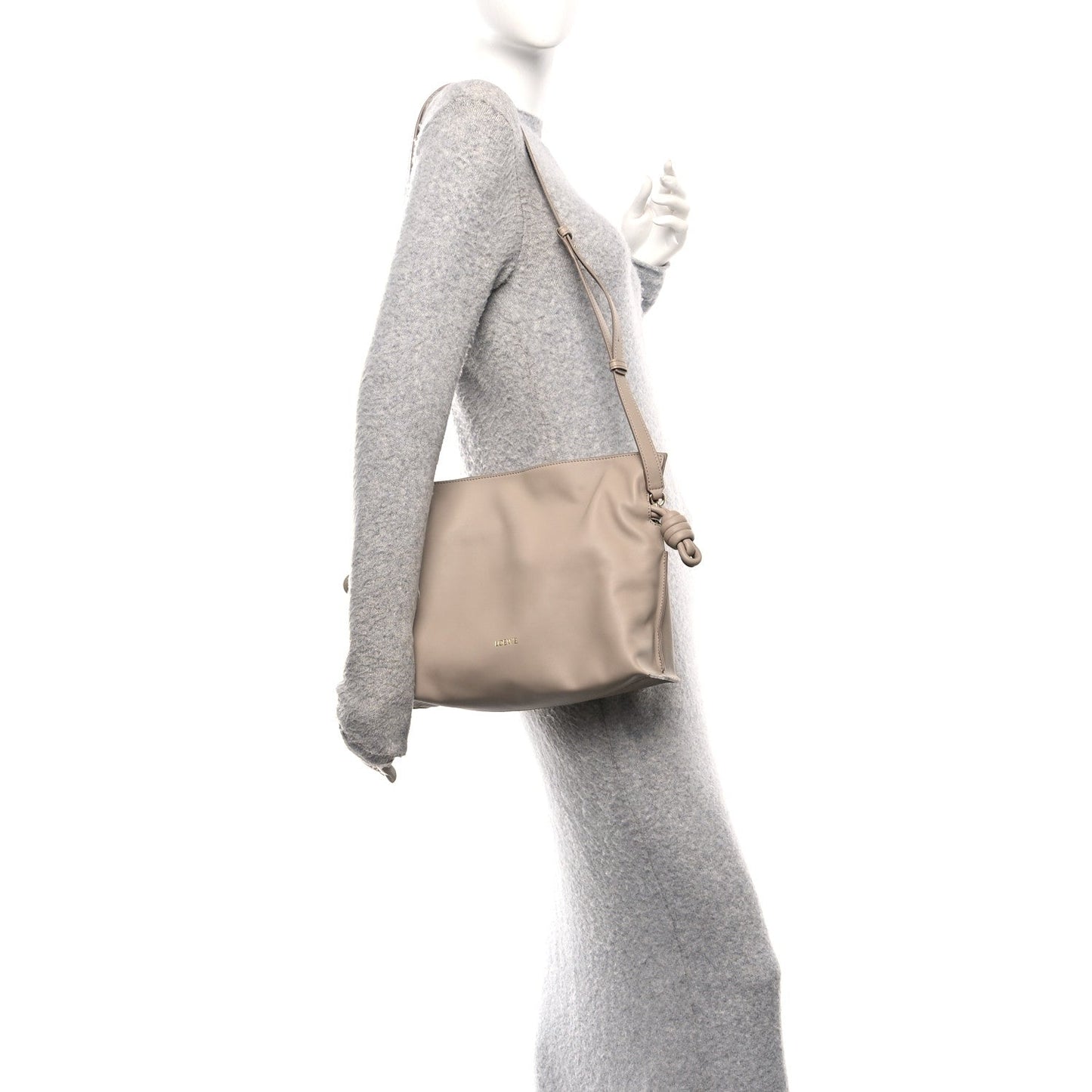 Nappa Calfskin Medium Flamenco Knot Clutch Sand