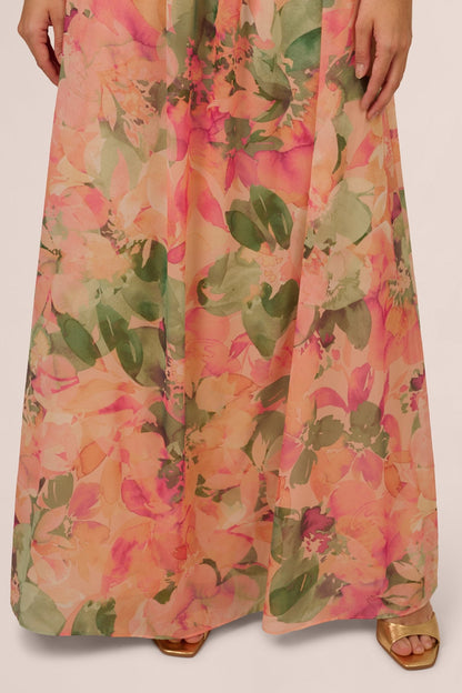 Vestido largo con mangas cortas y estampado floral Angela 