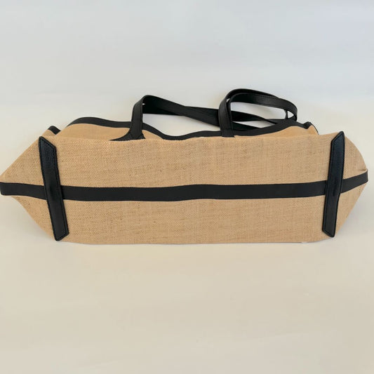 Burberry Raffia Logo Print Medium The Giant Reversible Tote Black