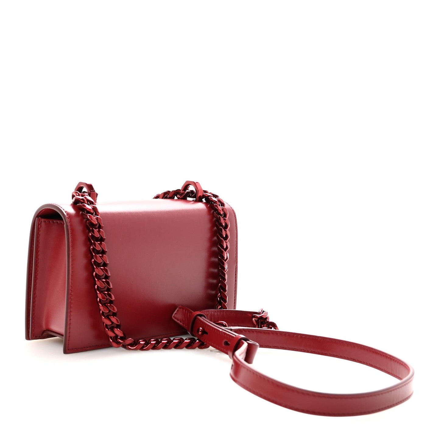 Calfskin Mini Jeweled Knuckle Satchel Red