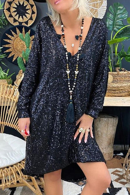 Vestido mini holgado con lentejuelas de No me olvides