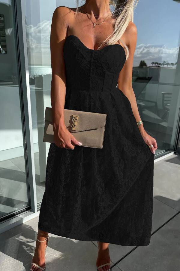 Vestido informal de encaje suelto para vacaciones