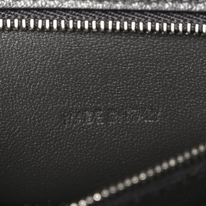 Shiny Calfskin Crocodile Embossed Small Hourglass Top Handle Bag Dark Grey