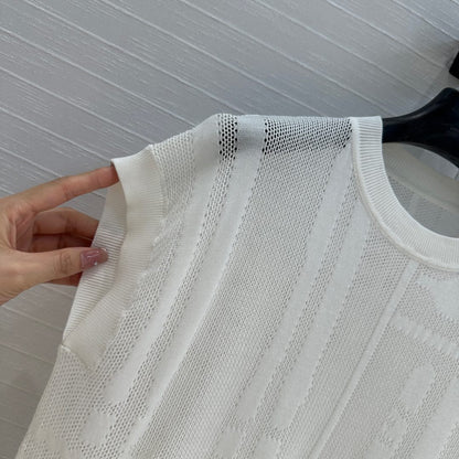 Hm 25 Short-sleeved Sweater White Mesh Polyester