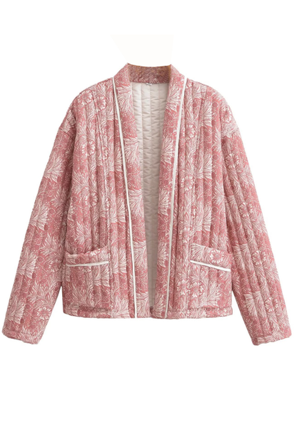 Chaqueta acolchada de algodón de manga larga con estampado versátil y suelta a la moda 
