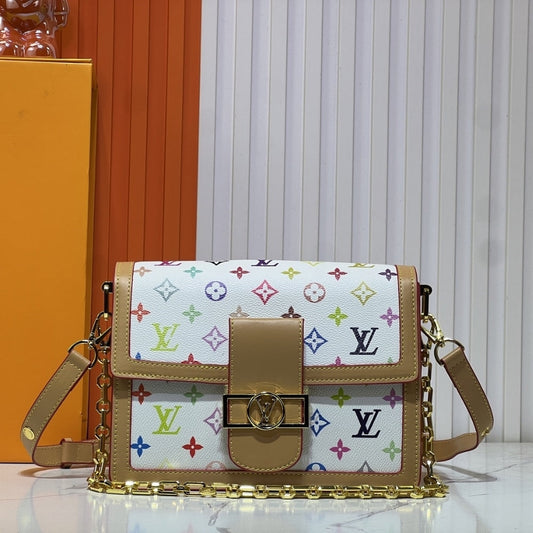 LOUIS VUITTON X MURAKAMI DAUPHINE SOFT GM MONOGRAM CANVAS WHITE 25CM M13255