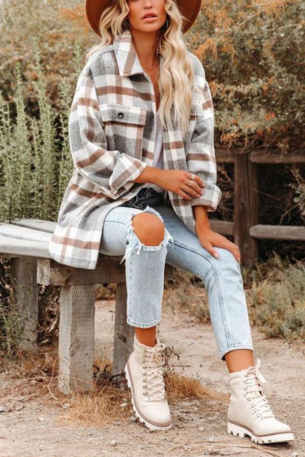 Chaqueta con bolsillos a cuadros
