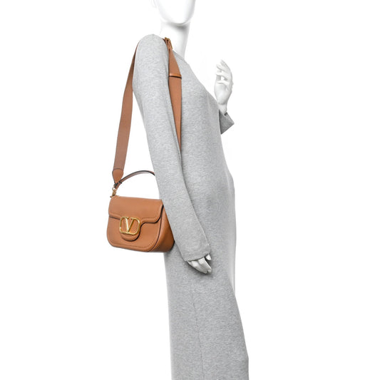 Soft Grainy Calfskin Alltime Shoulder Bag Almond Beige