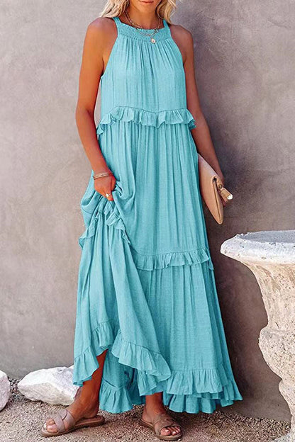 Irregular cake skirt sleeveless long mop skirt