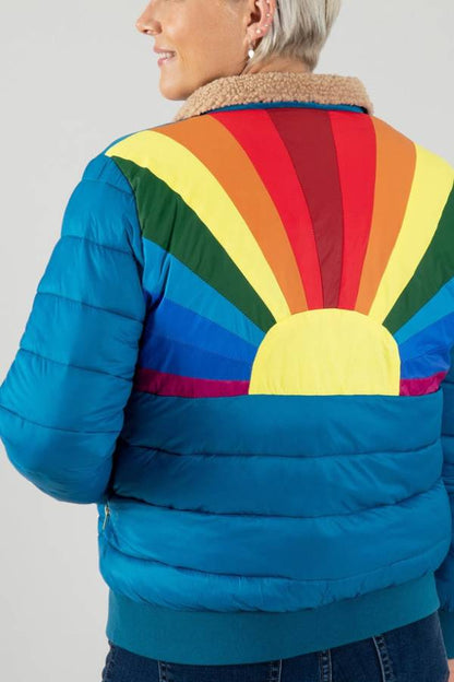 Chaqueta aislante de rayas retro Chasing Rainbows