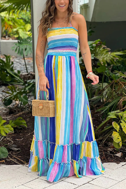 VESTIDO MÁXIMO CON TOP ABRIGADO MULTICOLOR