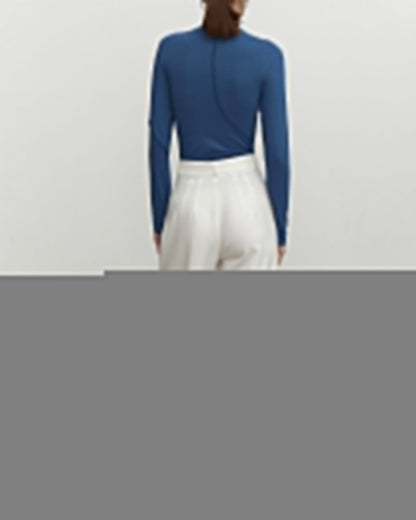 Half Turtleneck Beveled Long Sleeve Sweater