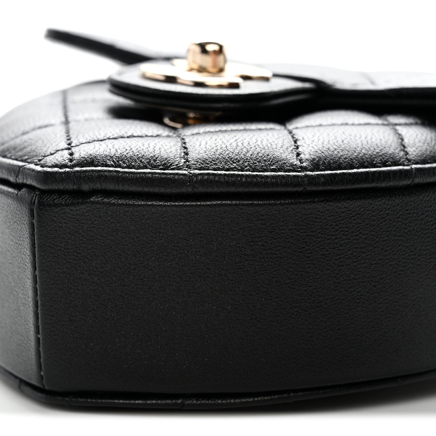 Lambskin Quilted CC In Love Heart Clutch With Chain Black