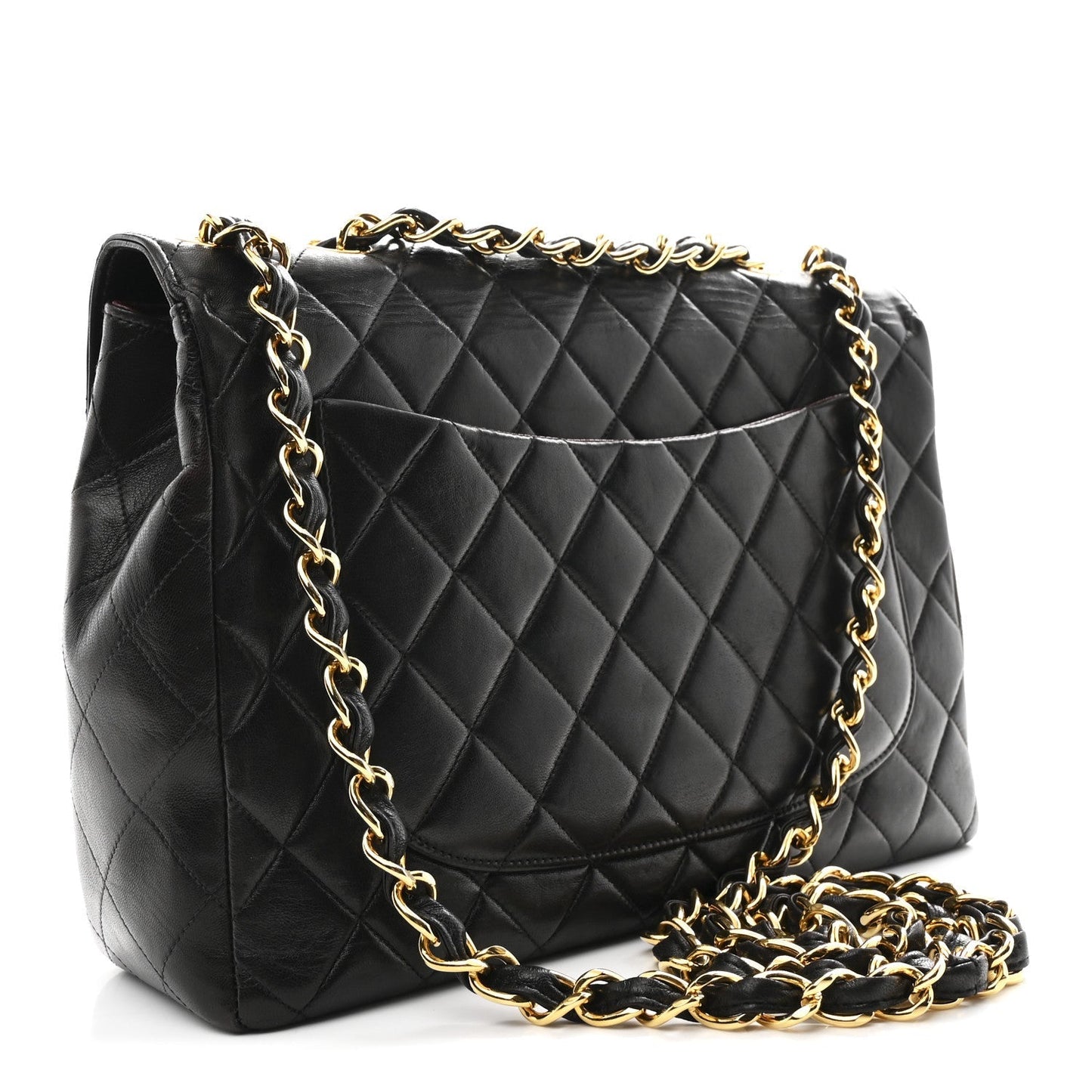 Lambskin Quilted Jumbo Single Flap Black