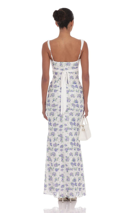 Floral Lace Maxi Dress in White