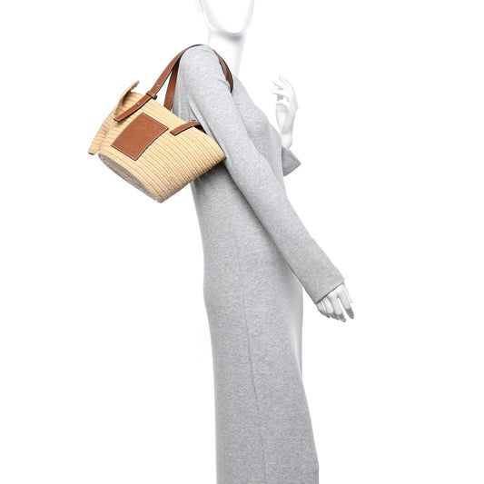 Raffia Small Elephant Basket Tote Bag Natural Tan