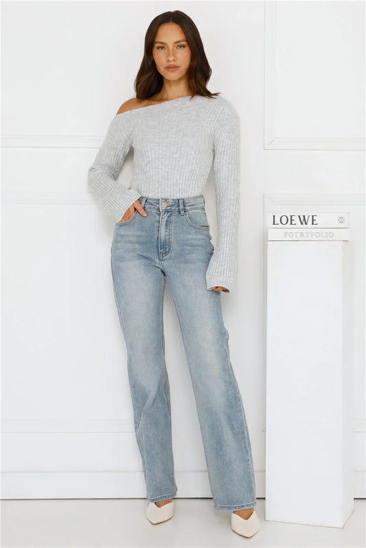 Winter Date Knitted Top Grey