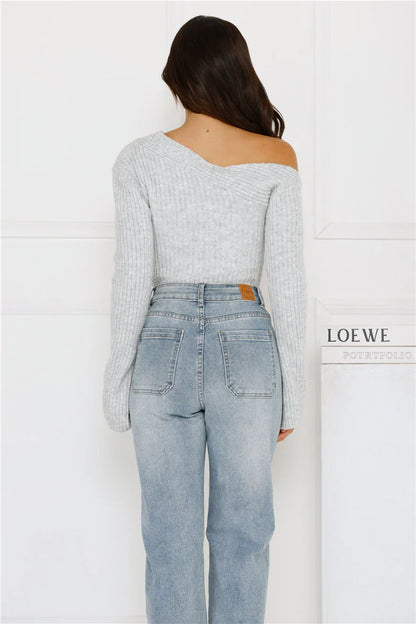 Winter Date Knitted Top Grey