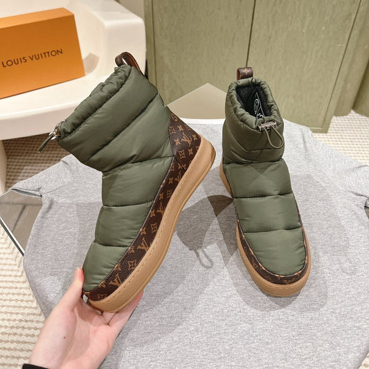 LV Cloud Ankle Boot Sneaker Olive Green Nylon Monogram Canvas