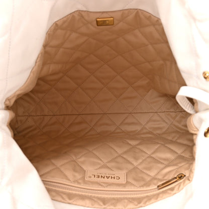 Shiny Calfskin Quilted Small Chanel 22 White