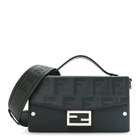Vitello King FF Lines Embossed Baguette Soft Trunk Verde Inglese