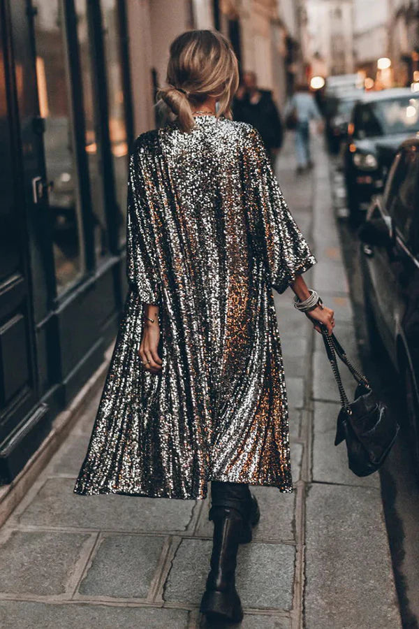 Kimono con mangas acampanadas y lentejuelas Disco Glamour 