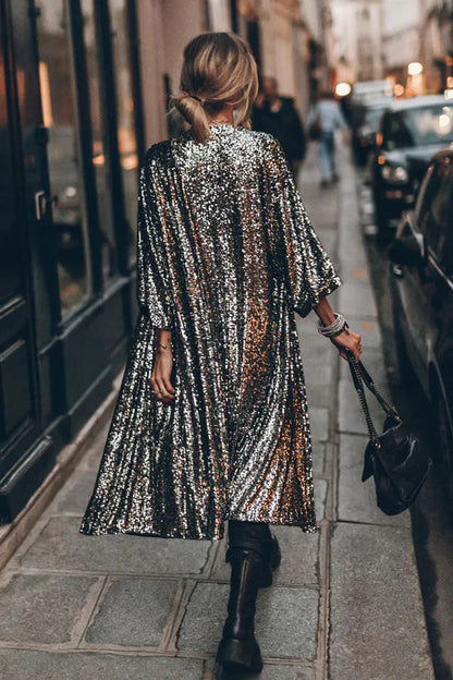 Kimono con mangas acampanadas y lentejuelas Disco Glamour 