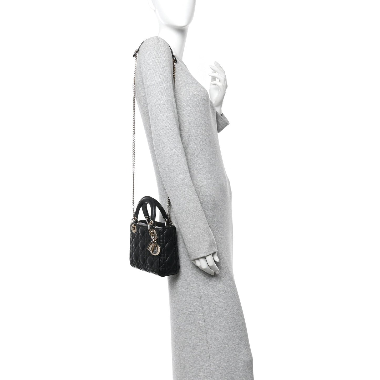 Lambskin Cannage Mini Lady Dior Black