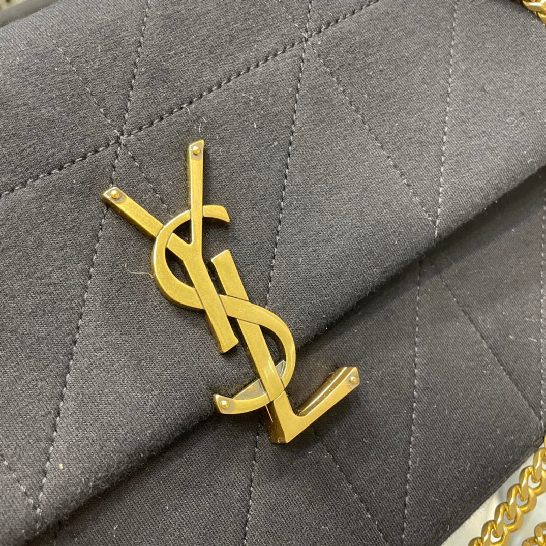 YSL Jamie Medium Chain Bag Black Carré Rive Gauche 24×15.5×6.5cm