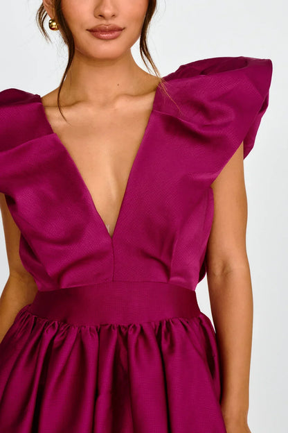 Hidden Heart Bubble Hem Mini Dress Magenta