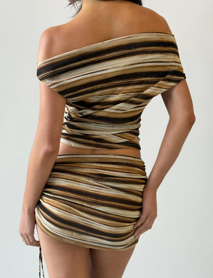 Braelyn Top - Brown Stripe