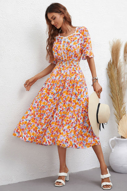 Women’s Floral Print Slim Fit Maxi Dress – Elegant Long Sleeve Dress for Special Occasions