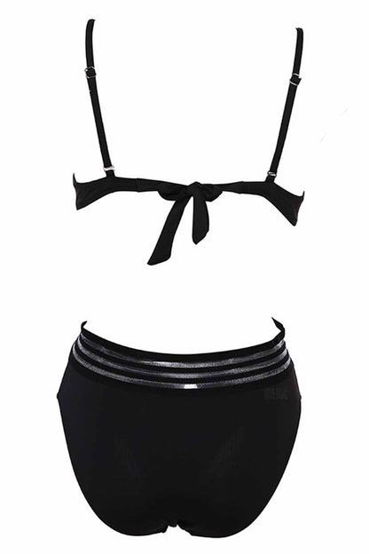 Traje de baño negro sexy sin espalda para mujer