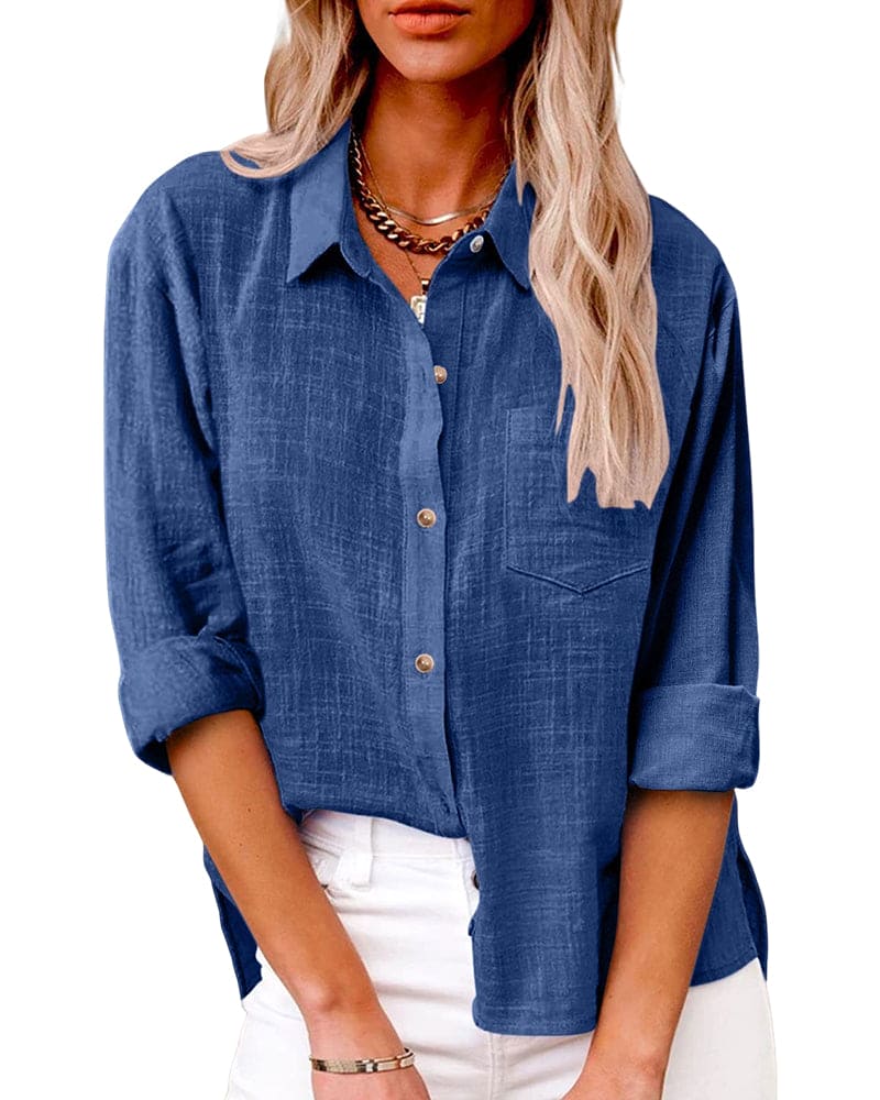 Chic Button Down Long Sleeve Linen Shirt | Great for Casual Days