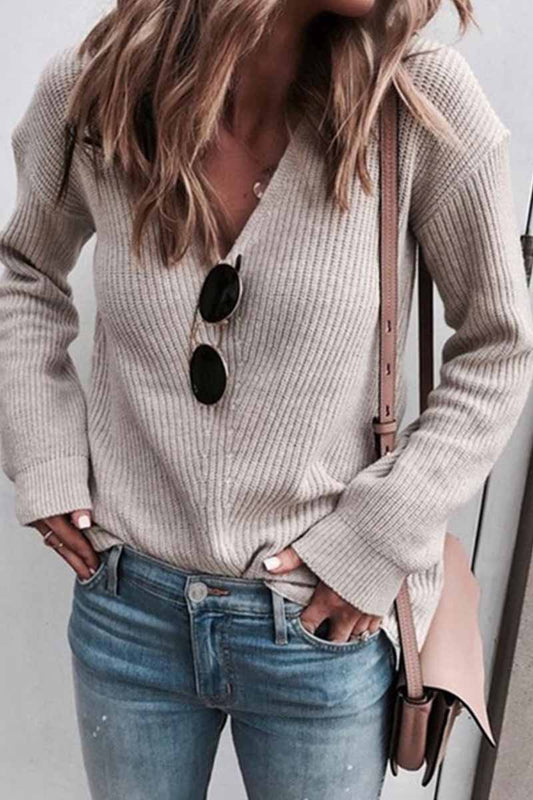 Suéter de punto con cuello en V sexy (5 colores)